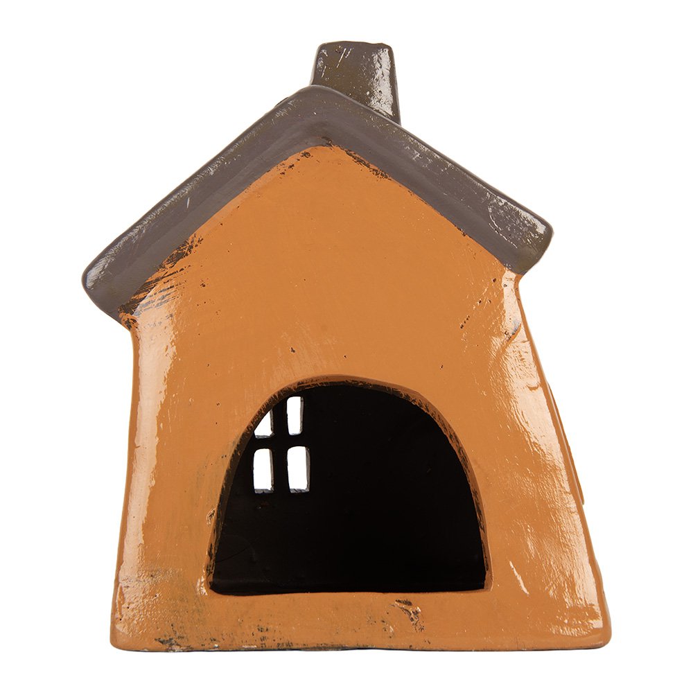 Waxinelichthouder Huis 18x13x20 cm Oranje Keramiek