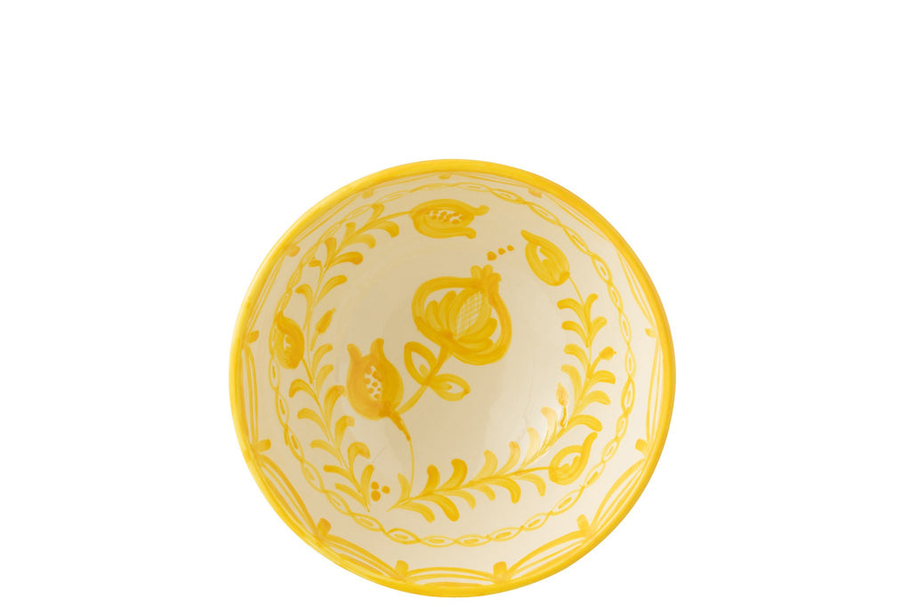 J-Line kom Granada High - keramiek - wit/geel - large - Ø 28 cm