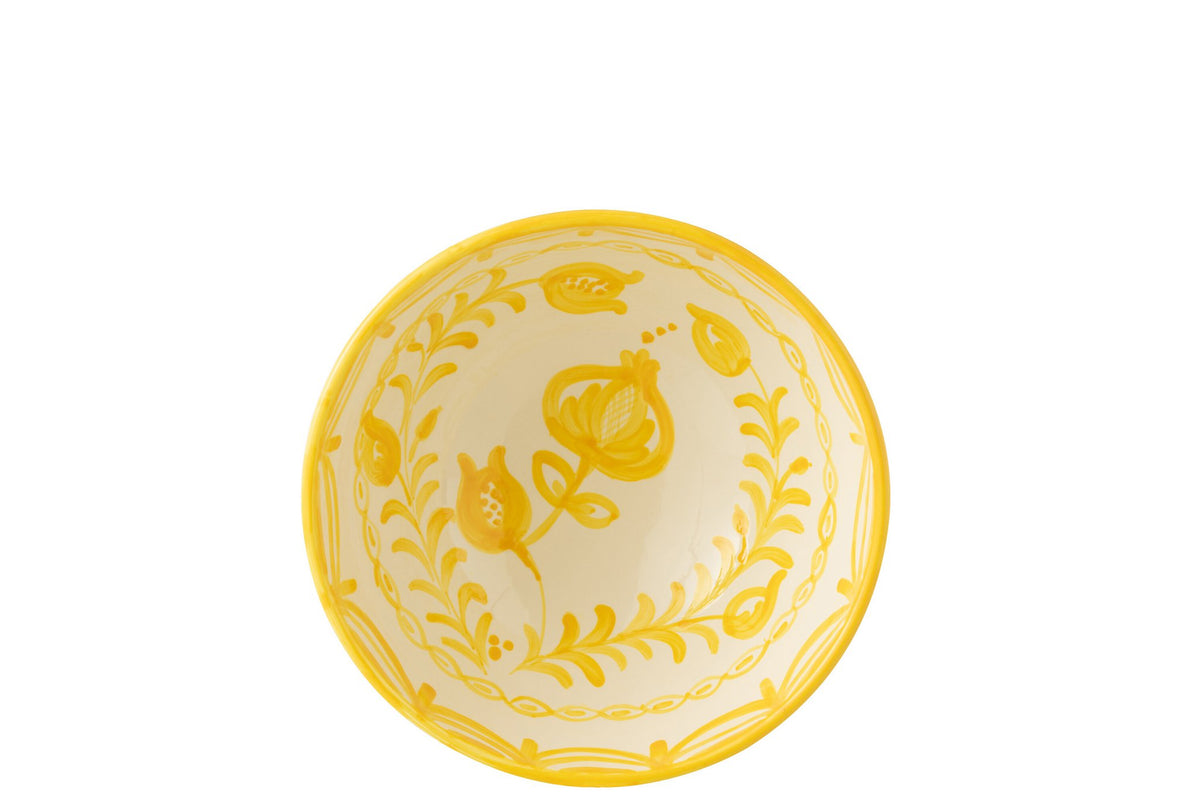 J-Line kom Granada High - keramiek - wit/geel - large - Ø 28 cm