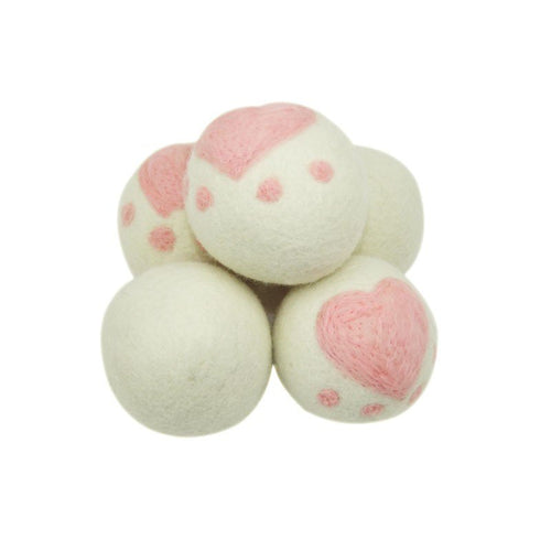 3 XL drogerballen met hartje 7cm van scheerwol