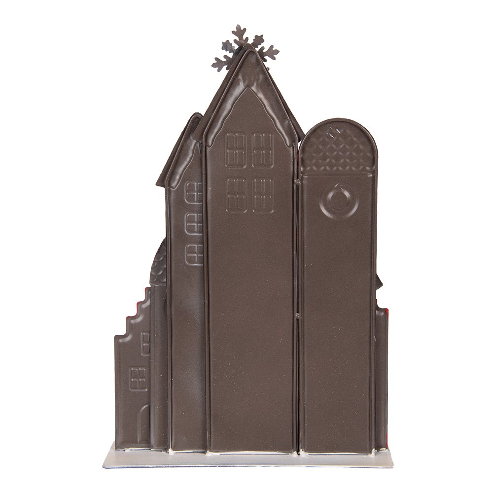 Kerstdecoratie Beeld Huis 30x8x46 cm Wit Rood Metaal
