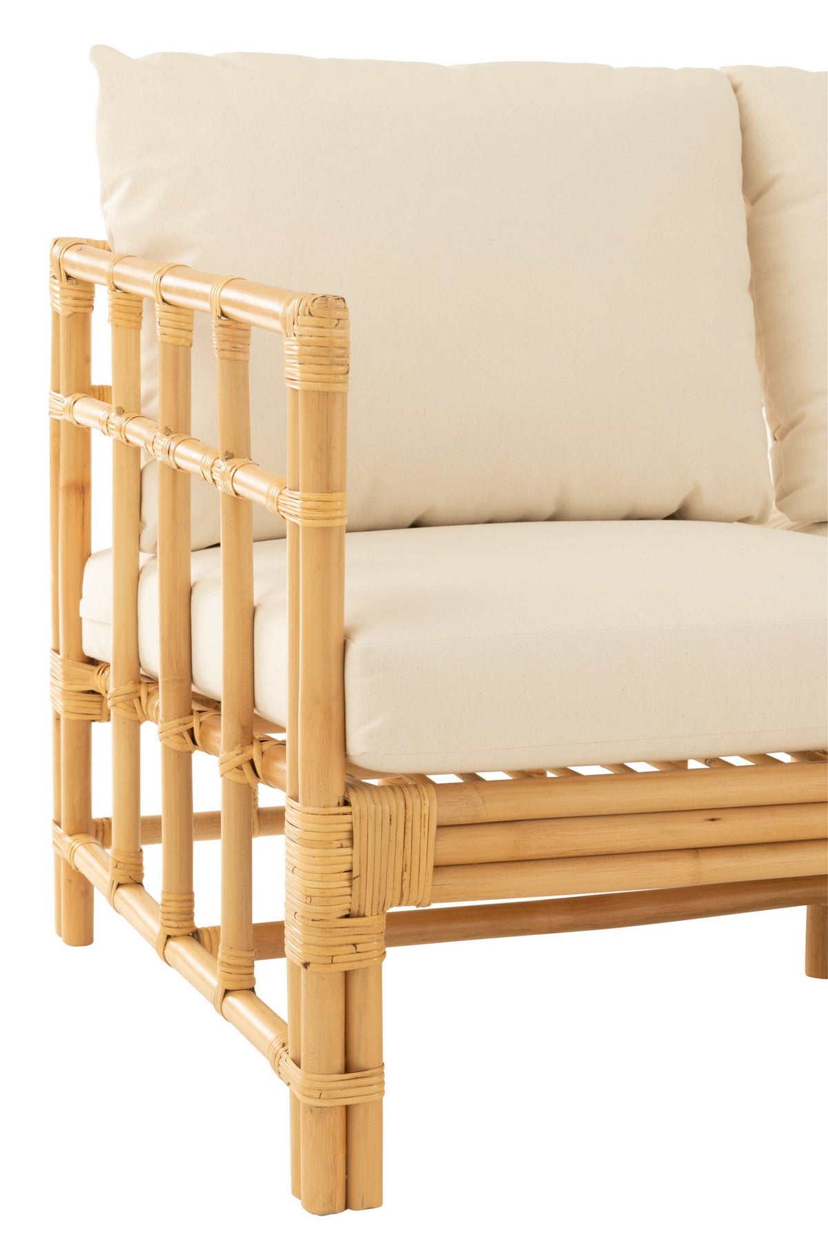 J-Line zetel Elise + kussen 3 Personen - rotan/textiel - naturel/wit
