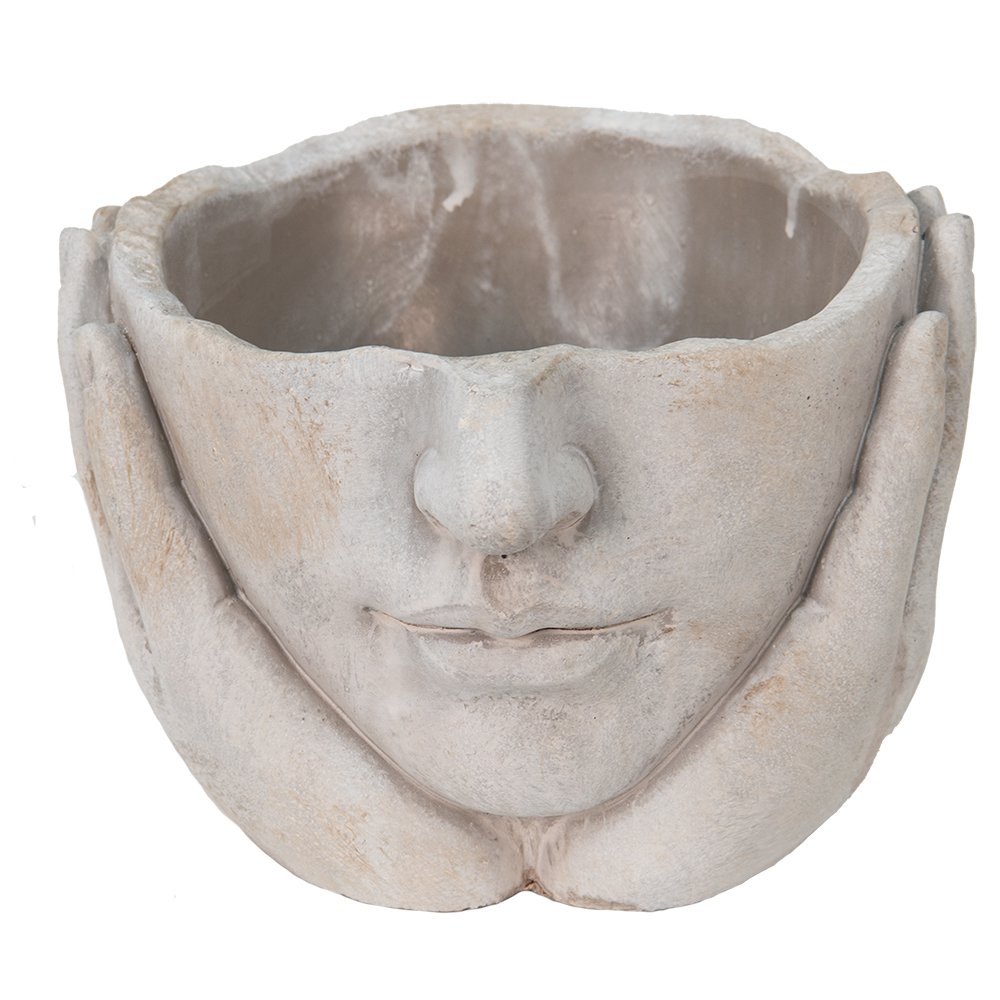 Bloempot Hoofd Ø 15x13 cm Beige Steen plantenpot