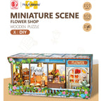 DIY Miniature Scene 3D Bloemenwinkel met LED- verlichting- MDF