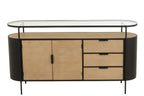 J-Line kast Ovy - ijzer - naturel/zwart