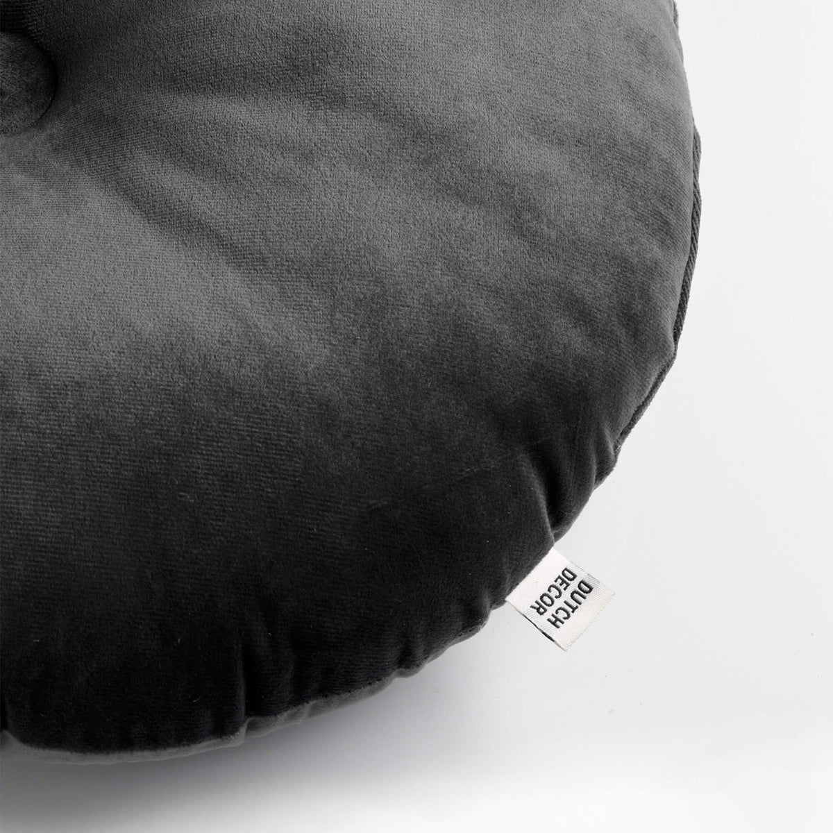 Dutch Decor Olly - Kussen Ø38 cm - Rond fluweel - Antraciet Grijs