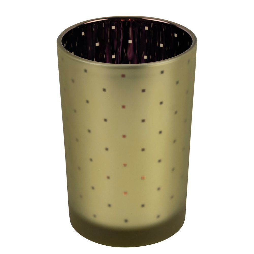 Theelichthouder blokjes goud paars large 18cm*
