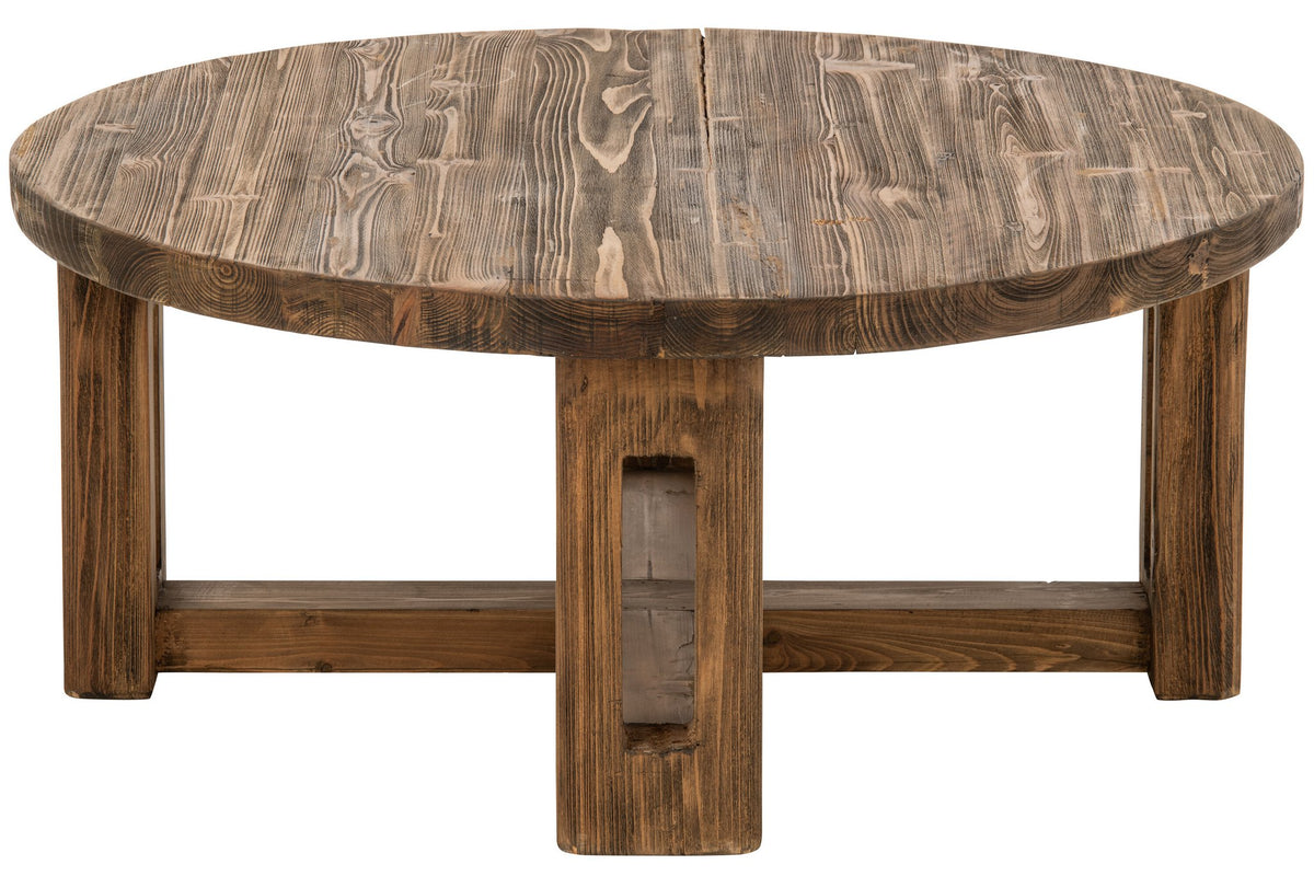 J-Line Ronde salontafel - gerecycled hout - bruin