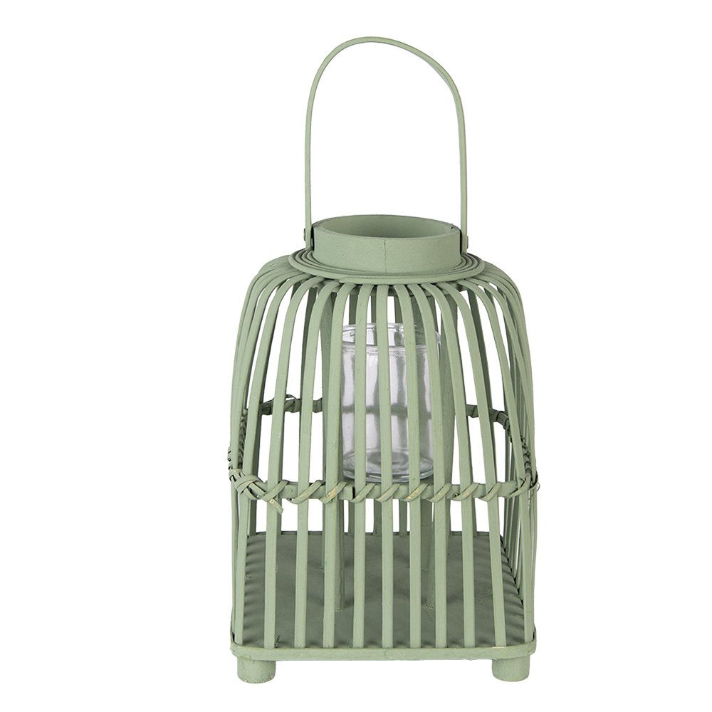 Windlicht 21x21x30 cm Groen Rotan