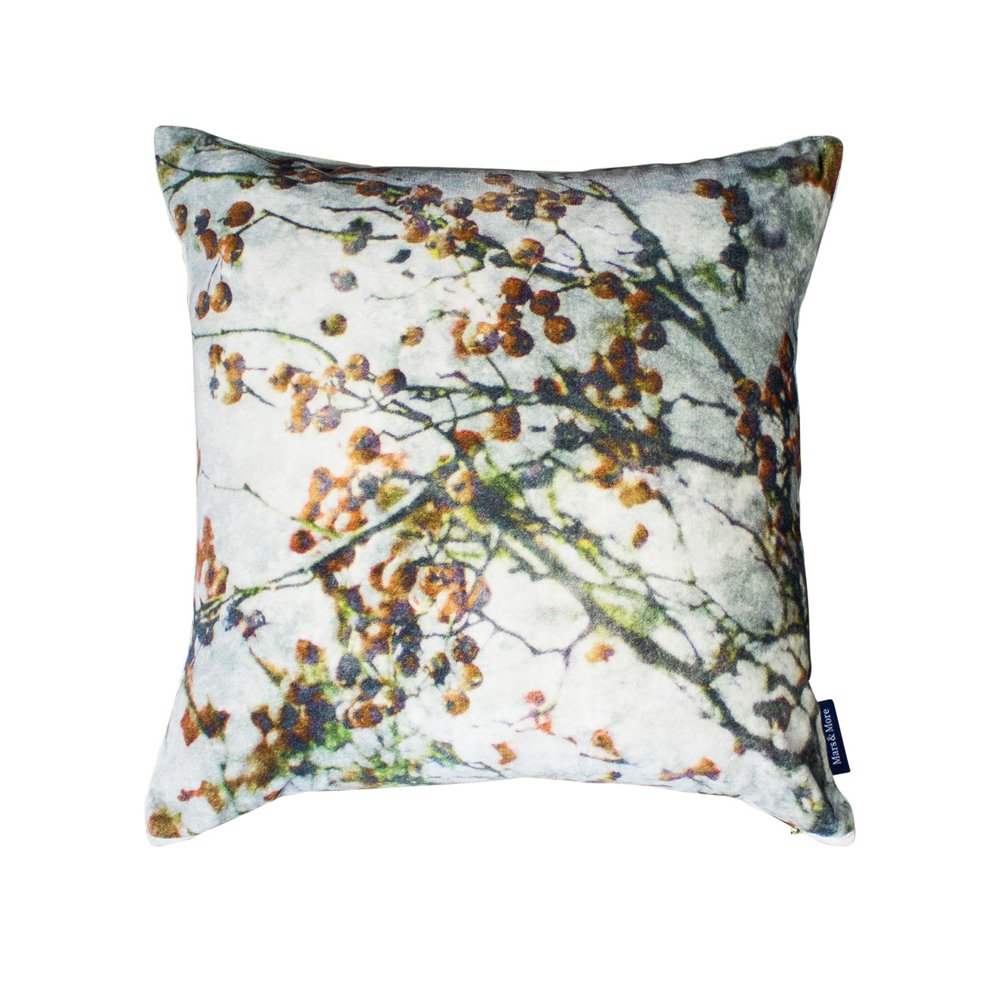 Kussen fluweel natuur rozenbottel 45x45cm*