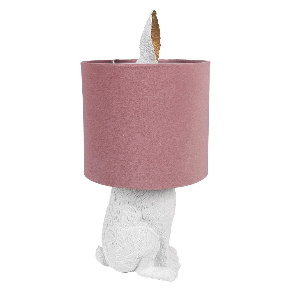 Tafellamp Konijn Ø 20x43 cm Wit Roze Polyresin Bureaulamp