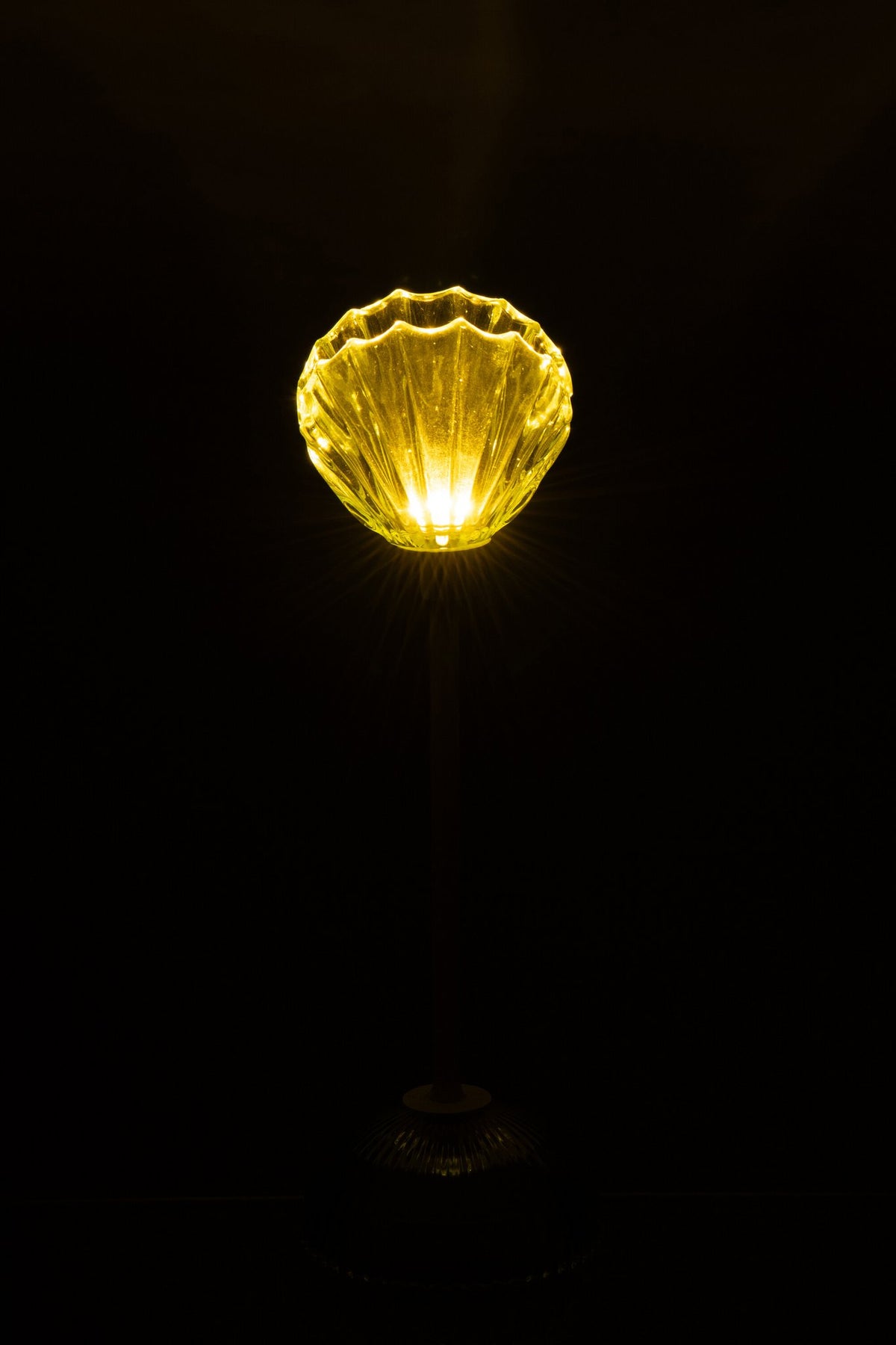 J-Line lamp Shell - ijzer - lichtgroen/wit - S - LED lichtjes