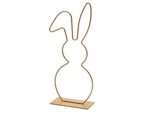 Metalen haas met hangoor op voet 29cm goud
