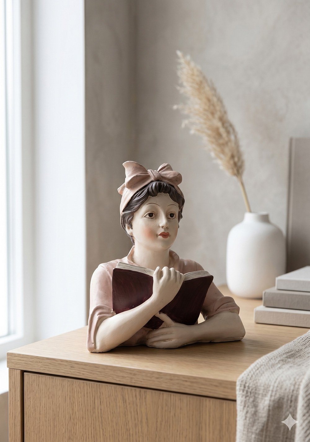 Beeld Vrouw 16x11x19 cm Beige Roze Polyresin