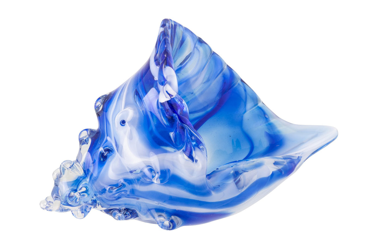 J-Line presse-papier Zeeschelp - glas - blauw/wit