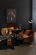 J-Line vloerlamp Evy - ijzer/hout - zwart/naturel