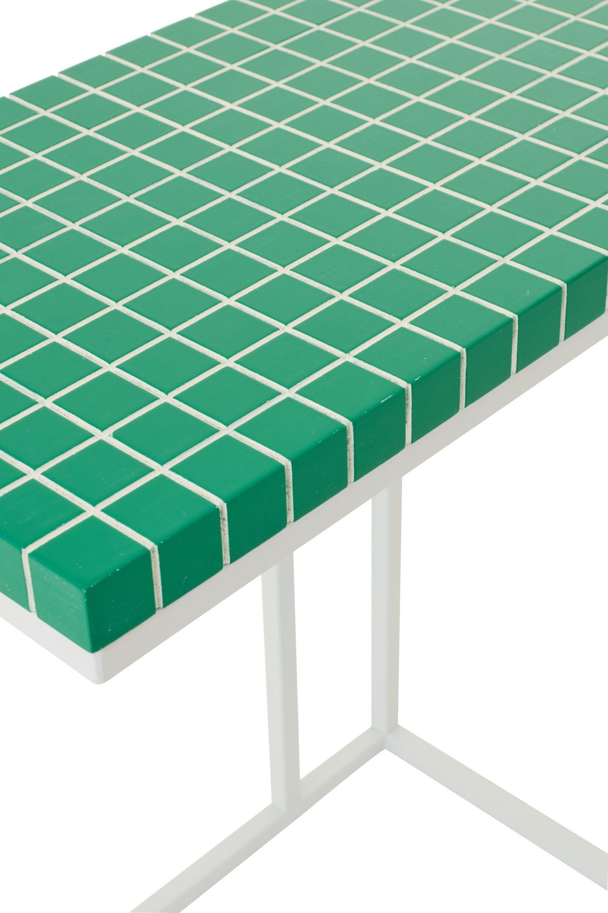 J-Line bijzettafel Rechthoek Geruit - ijzer - groen/wit