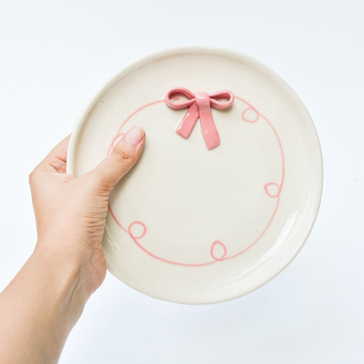Serveerbord | Keramische 3D-boog | Set van 2, roze, 19 cm