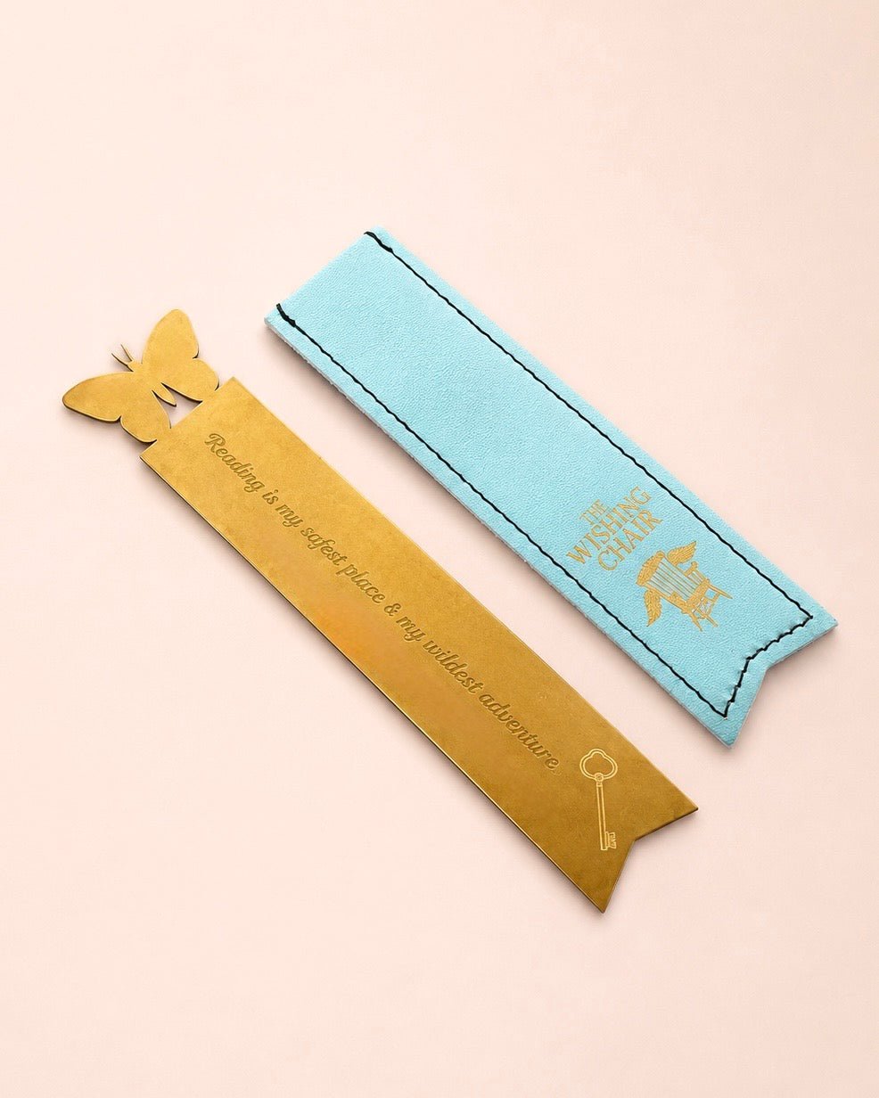 Bladwijzer | Metalen Raxine vlindersilhouet | 15x3cm | Gegraveerd citaat