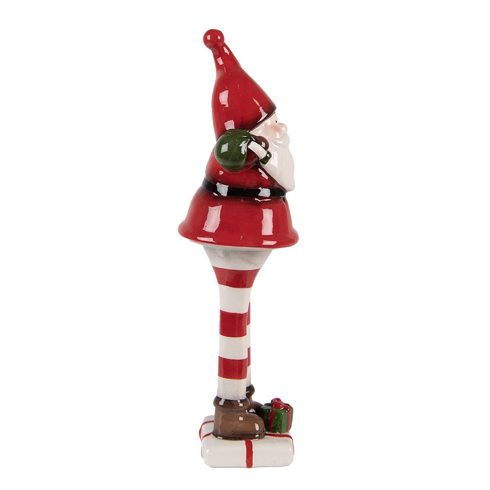 Kerstdecoratie Beeld Kerstman 7x7x23 cm Rood Wit Keramiek
