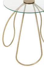 J-Line tafel Rond - metaal/glas - goud - 2 stuks