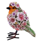 Beeld Vogel 7x10x12 cm Roze Polyresin Bloemen