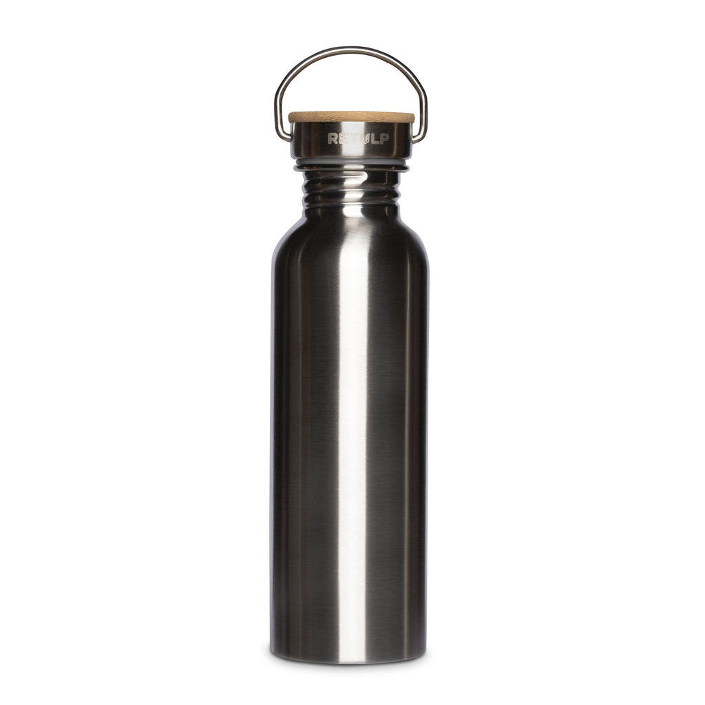 RVS drinkfles lekvrij bamboe dop Steel 750 ml