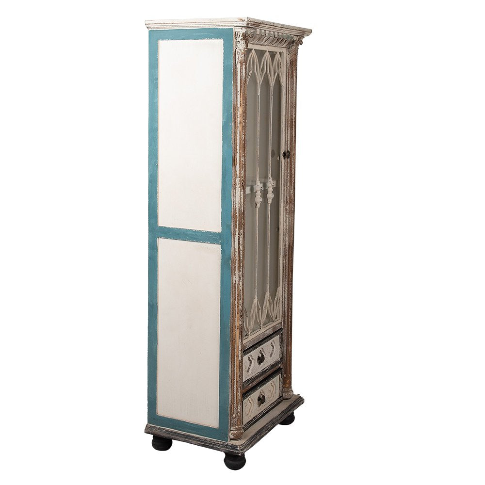 Vitrinekast Bruin Beige, Hout en Glas 49x35x135 cm