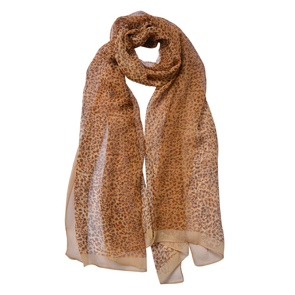 Sjaal Dames Print 50x160 cm Beige Bruin Synthetisch