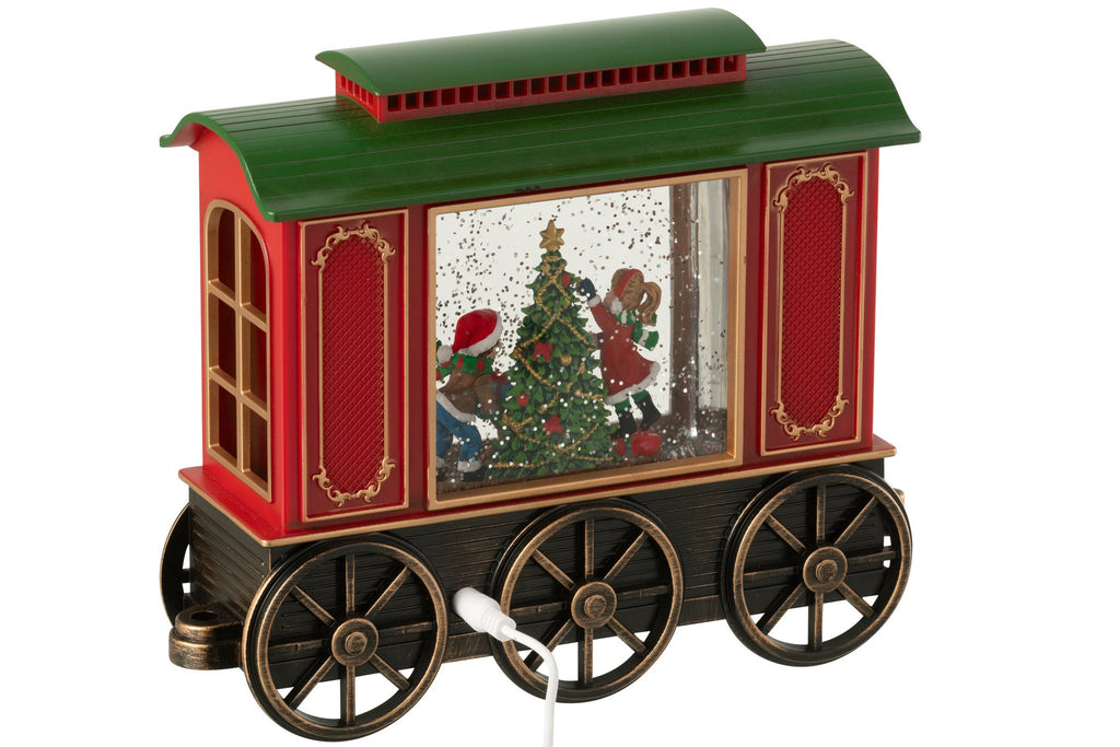 J-Line decoratie Trein + Muziek Kerstman - kunststof - mix - LED