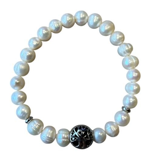 Dames armband Parel 8 mm met Tree of Life kraal