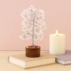 Rozenkwarts edelsteenboom – 9" H – Vastu Feng Shui tafeldecor