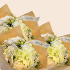 Klassiek Kunstboeket – Kleine Hortensia Roos – Wit
