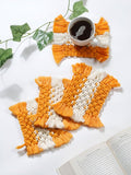 Artisan Macrame Onderzetterset – Vierkant Ontwerp, Tweekleurig – 4st