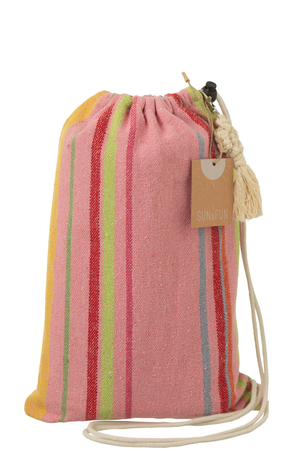 J-Line Hangmat Strepen Katoen/Polyester Roze+Mix
