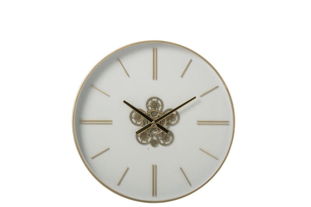J-Line Wandklok - ijzer - wit/goud - small