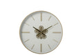 J-Line Wandklok - ijzer - wit/goud - small