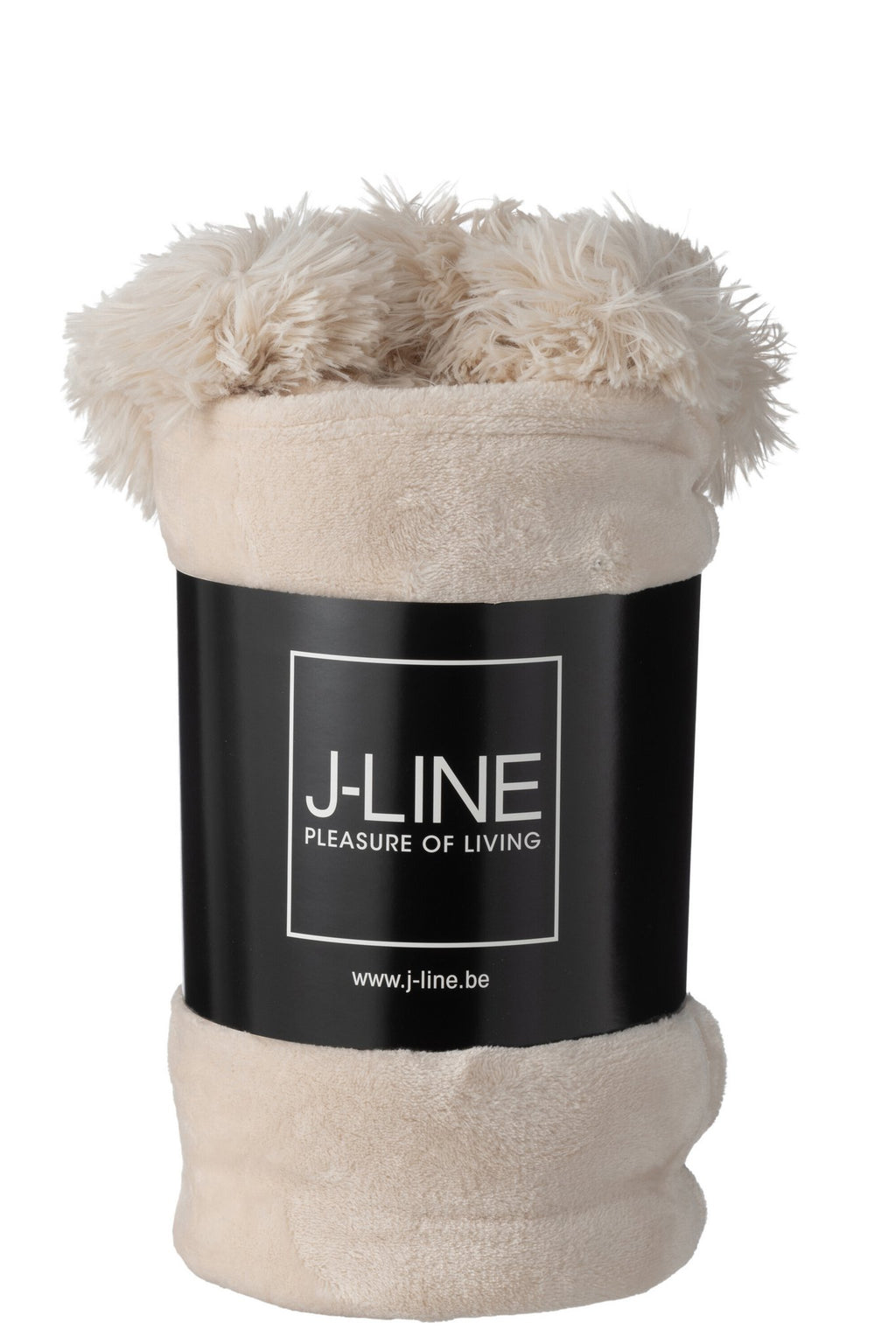 J-Line plaid Pompom - polyester - lichtbeige - 170 x 130 cm
