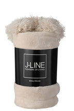 J-Line plaid Pompom - polyester - lichtbeige - 170 x 130 cm
