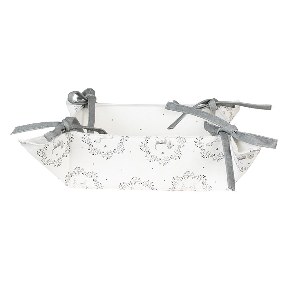 Broodmand 35x35x8 cm Wit Grijs Katoen Hond