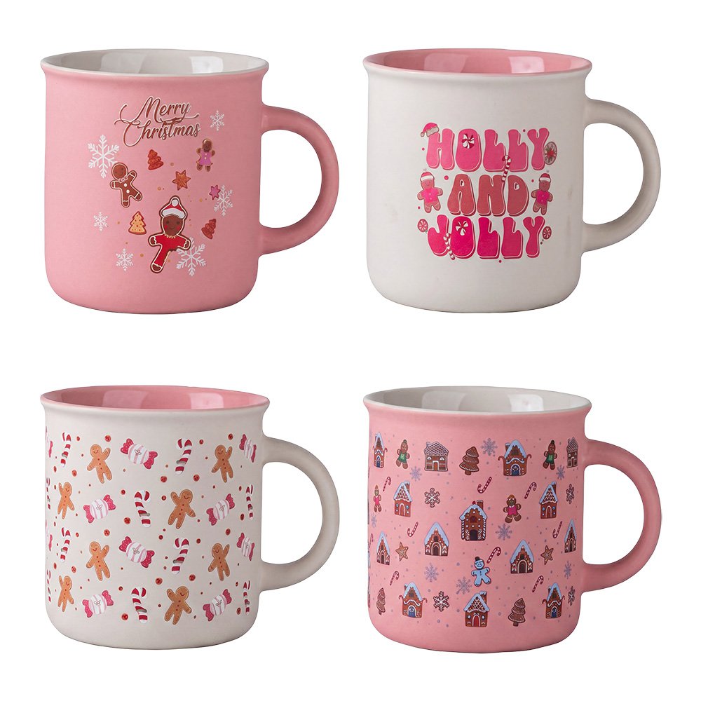 Mok Set van 4 380 ML Wit Porselein