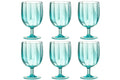 J-Line wijnglas - kunststof - blauw - 6 stuks