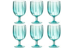 J-Line wijnglas - kunststof - blauw - 6 stuks