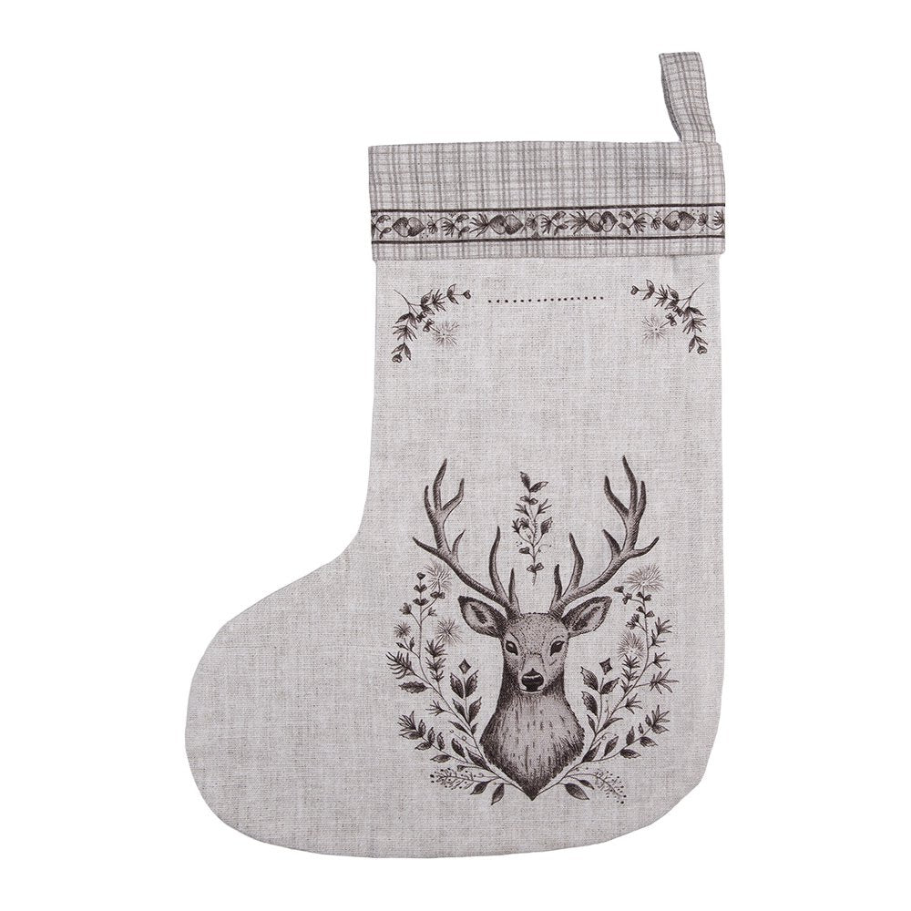 Kerstsok 30x40 cm Beige Katoen Hert