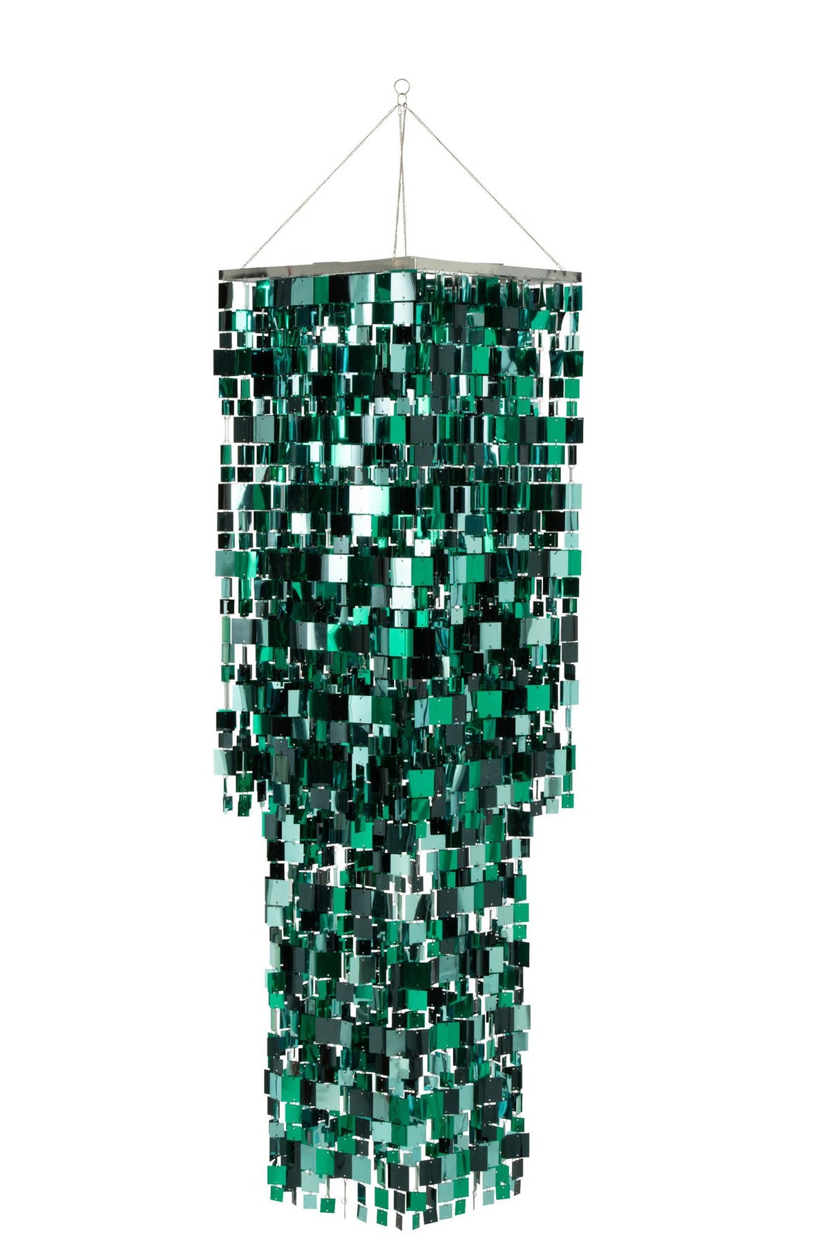 J-Line Lampenkap met vierkante pailletten - PET - blauw/groen
