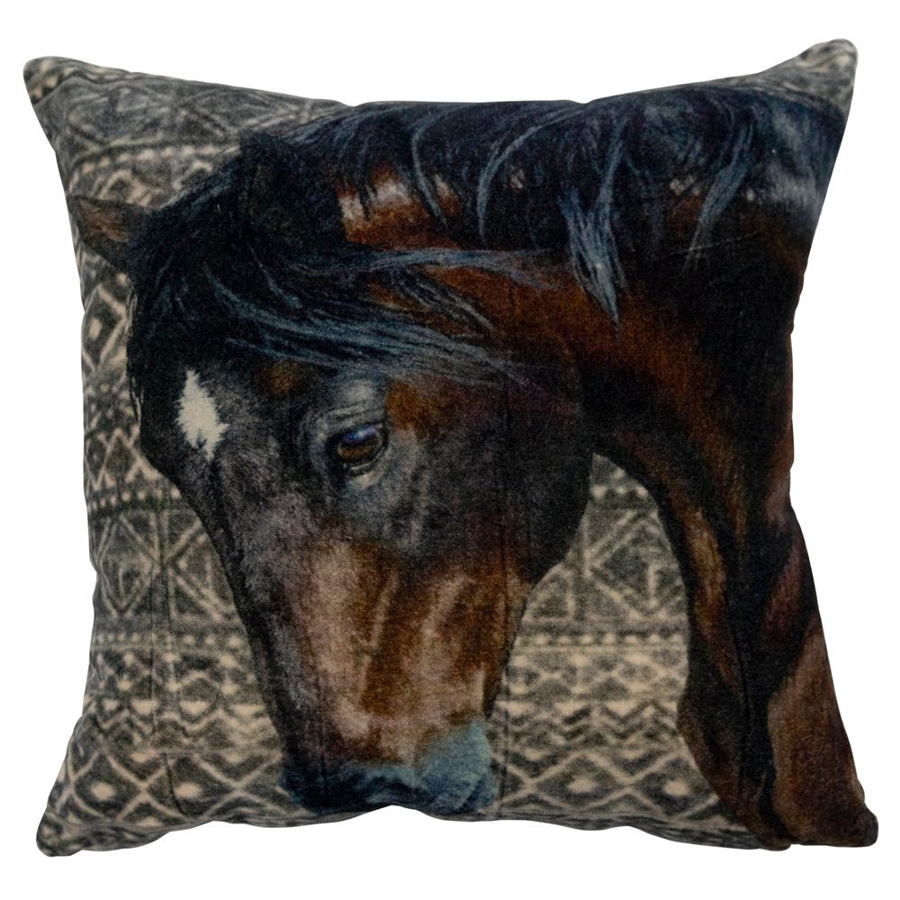 Kussen fluweel dessin met paard 45x45cm