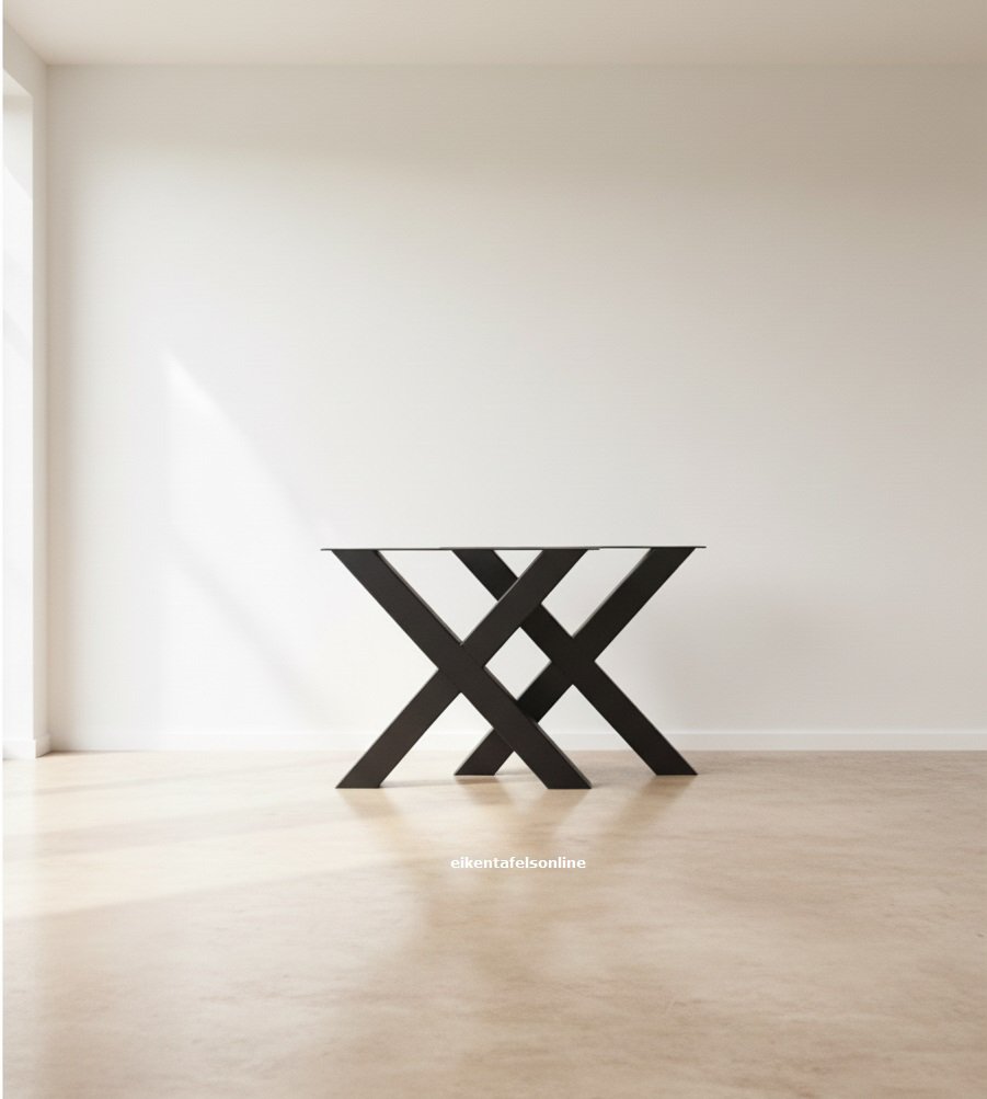 Metalen X poten - set van 2 - 8x8 - zwart poedercoat