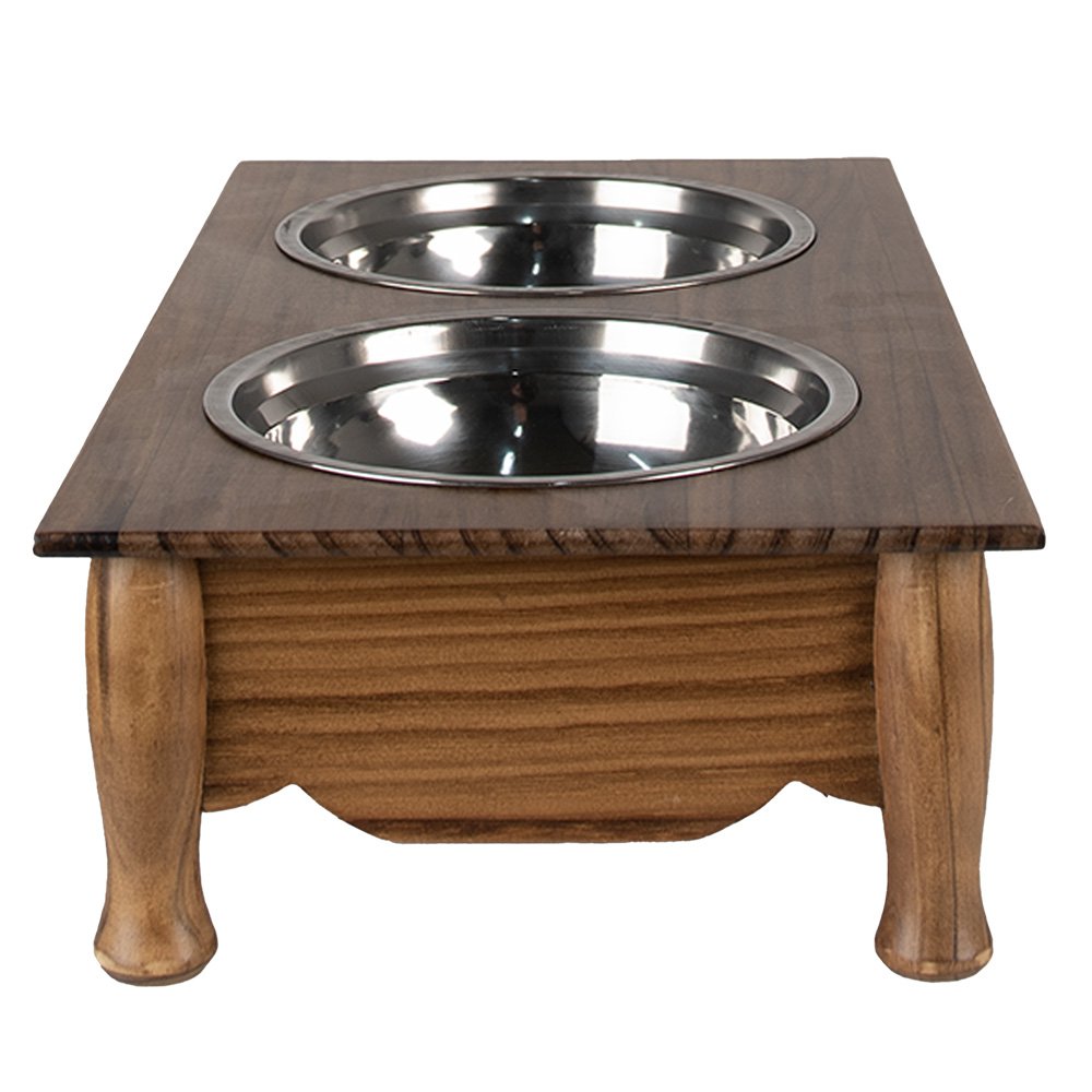 Voerbak hond 2x500 ml Bruin Hout Voerbak Kat
