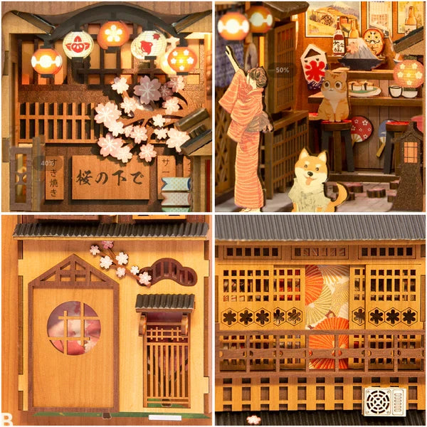 Cutebee, DIY Booknook, Under the Sakura Tree, YS06B, 18x11x23cm