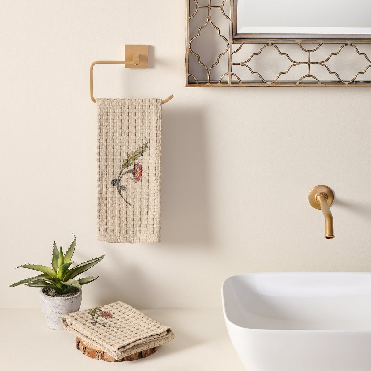 Katoenen Bamboe Handdoek Wafel Geweven - Hypoallergeen